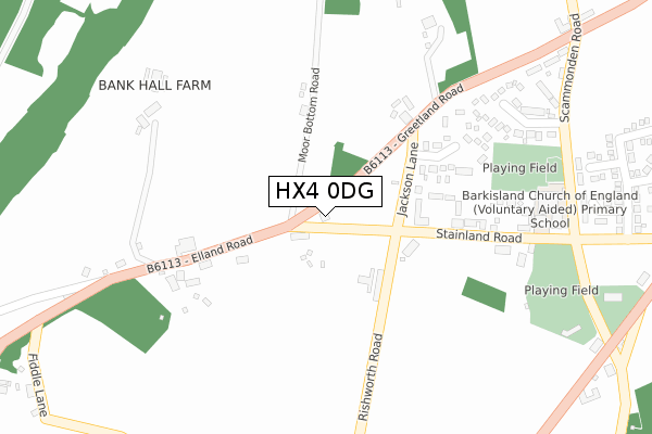 HX4 0DG map - large scale - OS Open Zoomstack (Ordnance Survey)
