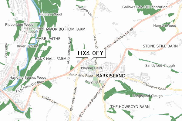 HX4 0EY map - small scale - OS Open Zoomstack (Ordnance Survey)