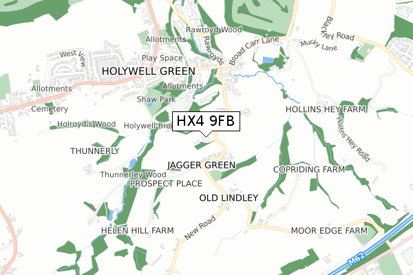 HX4 9FB map - small scale - OS Open Zoomstack (Ordnance Survey)