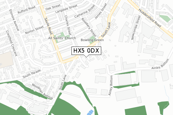 HX5 0DX map - large scale - OS Open Zoomstack (Ordnance Survey)