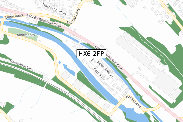 HX6 2FP map - large scale - OS Open Zoomstack (Ordnance Survey)