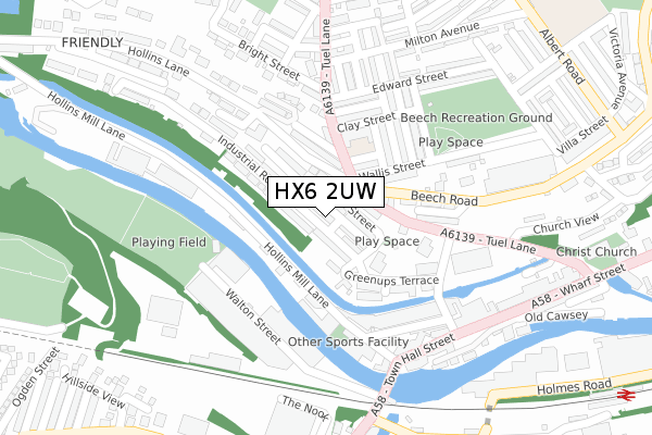 HX6 2UW map - large scale - OS Open Zoomstack (Ordnance Survey)