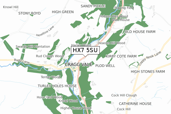 HX7 5SU map - small scale - OS Open Zoomstack (Ordnance Survey)