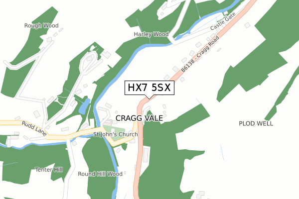 HX7 5SX map - large scale - OS Open Zoomstack (Ordnance Survey)