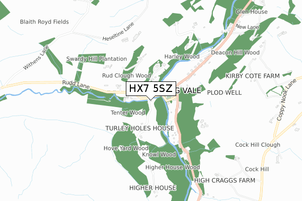 HX7 5SZ map - small scale - OS Open Zoomstack (Ordnance Survey)