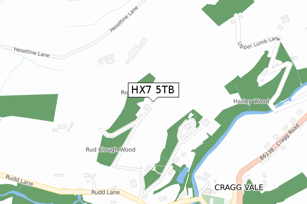 HX7 5TB map - large scale - OS Open Zoomstack (Ordnance Survey)