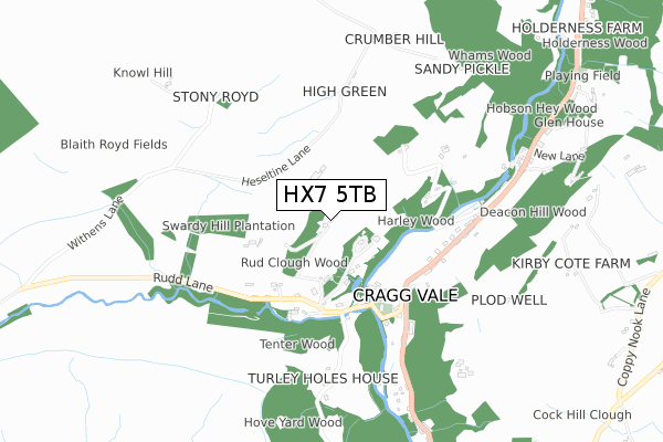 HX7 5TB map - small scale - OS Open Zoomstack (Ordnance Survey)