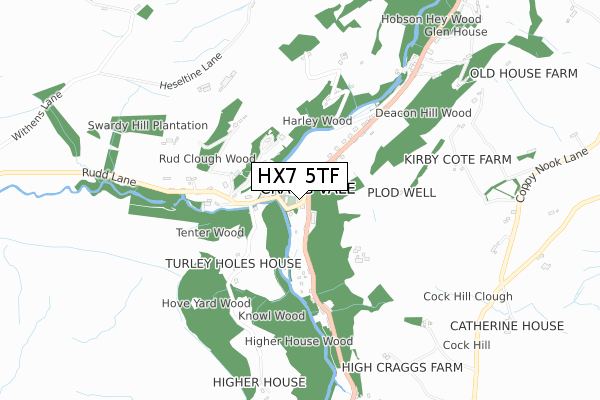 HX7 5TF map - small scale - OS Open Zoomstack (Ordnance Survey)
