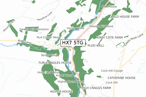 HX7 5TG map - small scale - OS Open Zoomstack (Ordnance Survey)