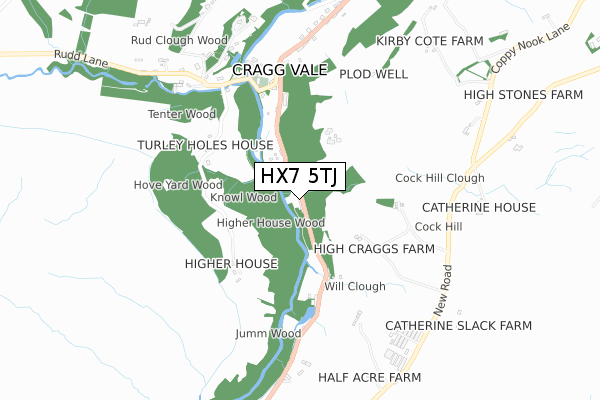 HX7 5TJ map - small scale - OS Open Zoomstack (Ordnance Survey)