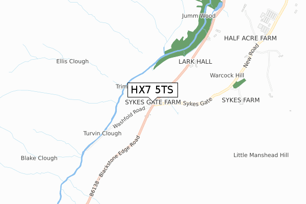 HX7 5TS map - small scale - OS Open Zoomstack (Ordnance Survey)