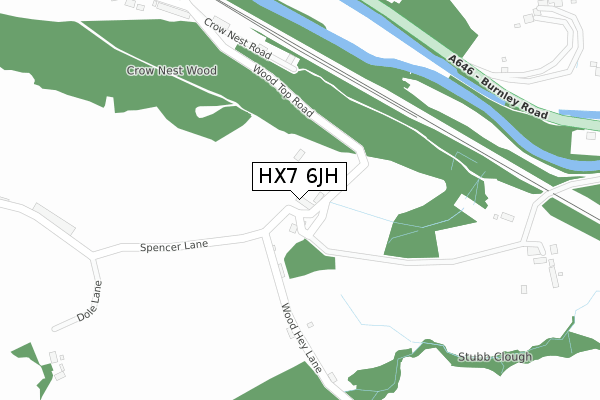 HX7 6JH map - large scale - OS Open Zoomstack (Ordnance Survey)