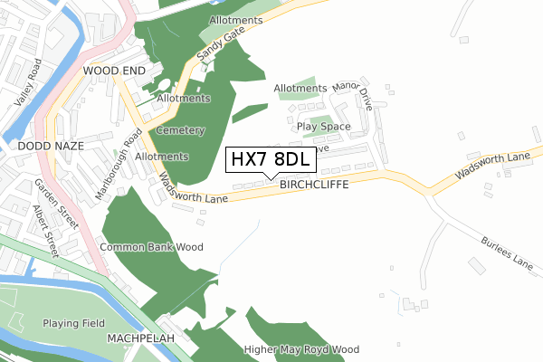 HX7 8DL map - large scale - OS Open Zoomstack (Ordnance Survey)
