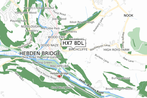 HX7 8DL map - small scale - OS Open Zoomstack (Ordnance Survey)