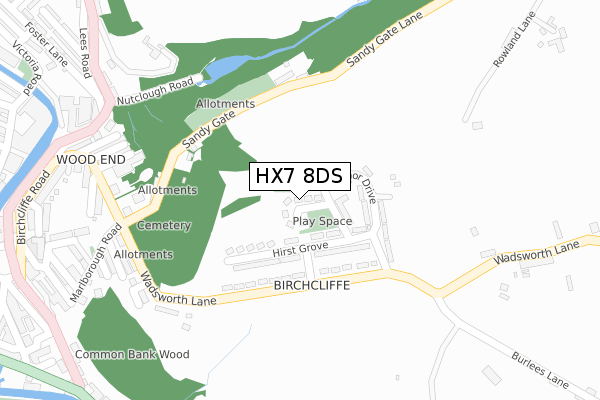 HX7 8DS map - large scale - OS Open Zoomstack (Ordnance Survey)