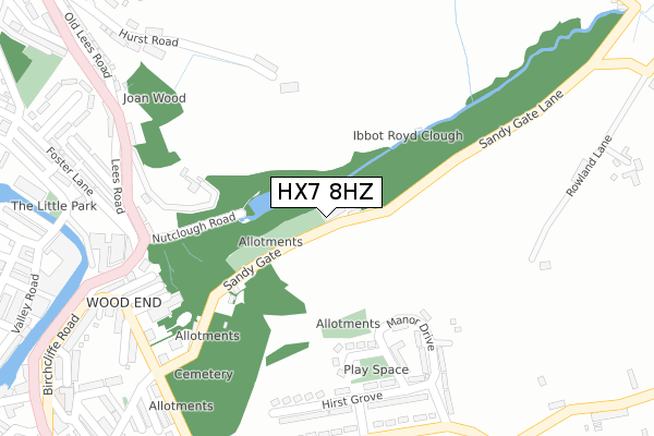 HX7 8HZ map - large scale - OS Open Zoomstack (Ordnance Survey)