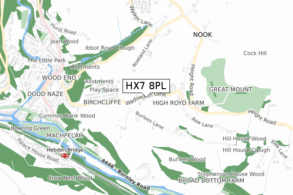 HX7 8PL map - small scale - OS Open Zoomstack (Ordnance Survey)