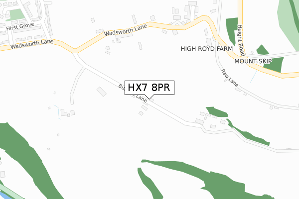 HX7 8PR map - large scale - OS Open Zoomstack (Ordnance Survey)