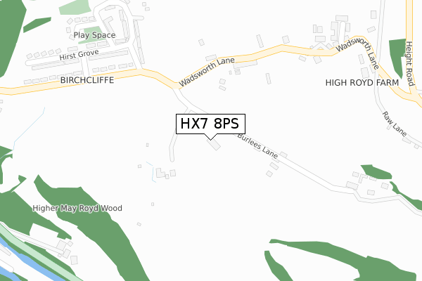 HX7 8PS map - large scale - OS Open Zoomstack (Ordnance Survey)