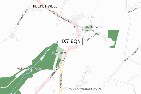 HX7 8QN map - large scale - OS Open Zoomstack (Ordnance Survey)