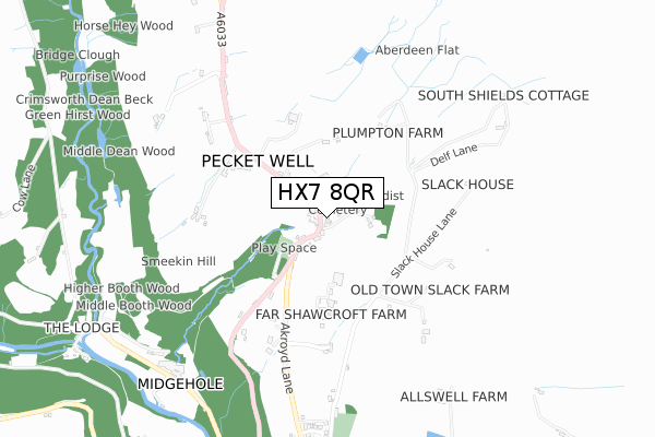 HX7 8QR map - small scale - OS Open Zoomstack (Ordnance Survey)