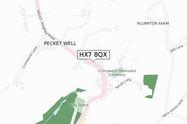 HX7 8QX map - large scale - OS Open Zoomstack (Ordnance Survey)