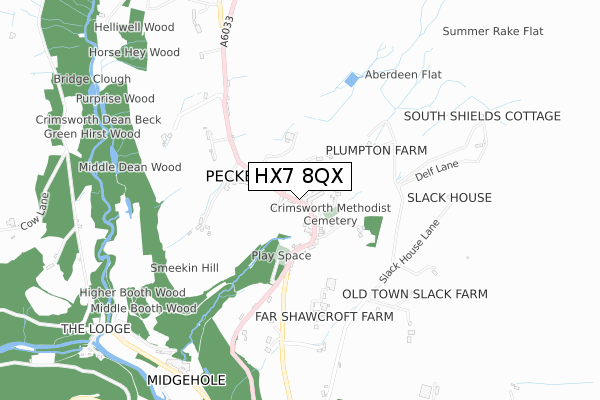 HX7 8QX map - small scale - OS Open Zoomstack (Ordnance Survey)