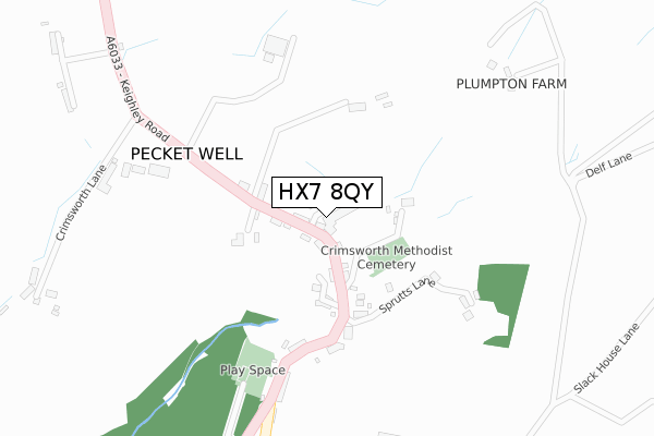 HX7 8QY map - large scale - OS Open Zoomstack (Ordnance Survey)