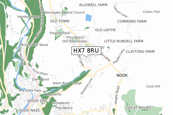 HX7 8RU map - small scale - OS Open Zoomstack (Ordnance Survey)