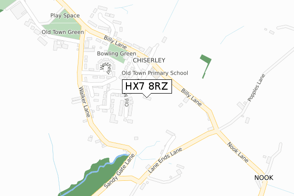 HX7 8RZ map - large scale - OS Open Zoomstack (Ordnance Survey)