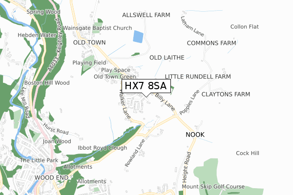 HX7 8SA map - small scale - OS Open Zoomstack (Ordnance Survey)
