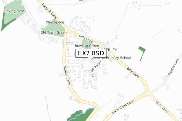 HX7 8SD map - large scale - OS Open Zoomstack (Ordnance Survey)