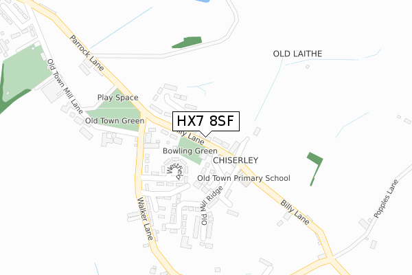 HX7 8SF map - large scale - OS Open Zoomstack (Ordnance Survey)
