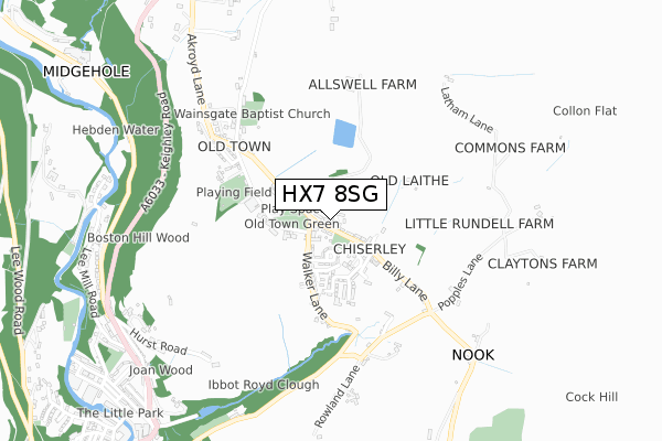 HX7 8SG map - small scale - OS Open Zoomstack (Ordnance Survey)