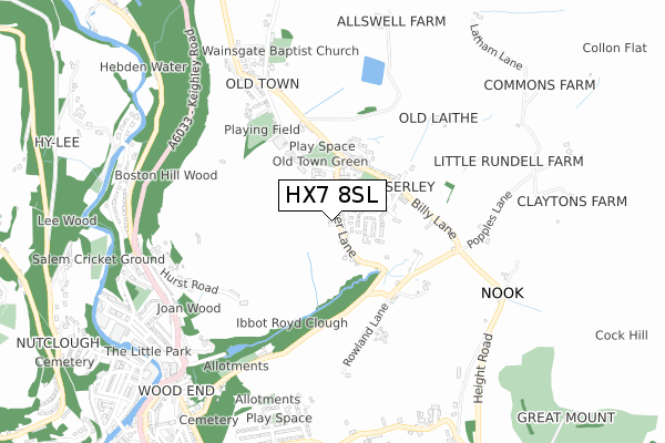 HX7 8SL map - small scale - OS Open Zoomstack (Ordnance Survey)