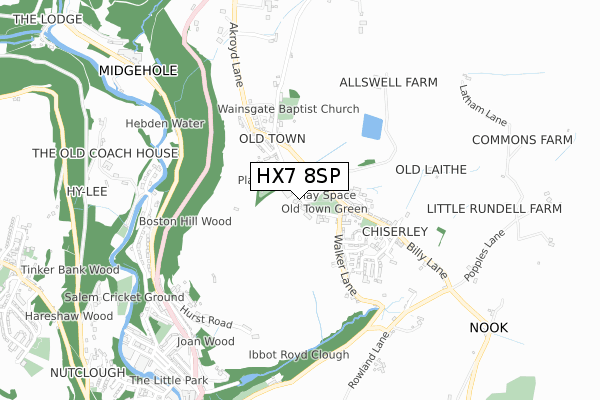 HX7 8SP map - small scale - OS Open Zoomstack (Ordnance Survey)