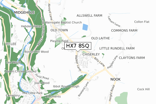 HX7 8SQ map - small scale - OS Open Zoomstack (Ordnance Survey)