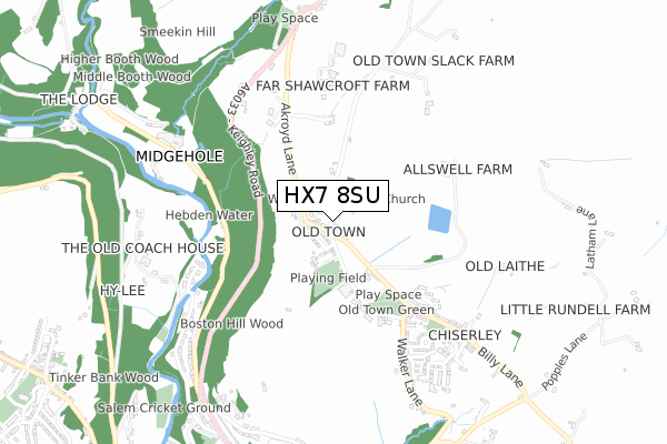HX7 8SU map - small scale - OS Open Zoomstack (Ordnance Survey)