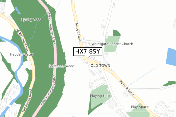 HX7 8SY map - large scale - OS Open Zoomstack (Ordnance Survey)