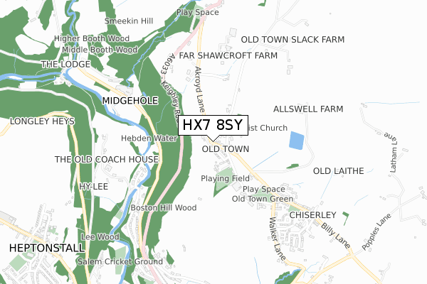 HX7 8SY map - small scale - OS Open Zoomstack (Ordnance Survey)