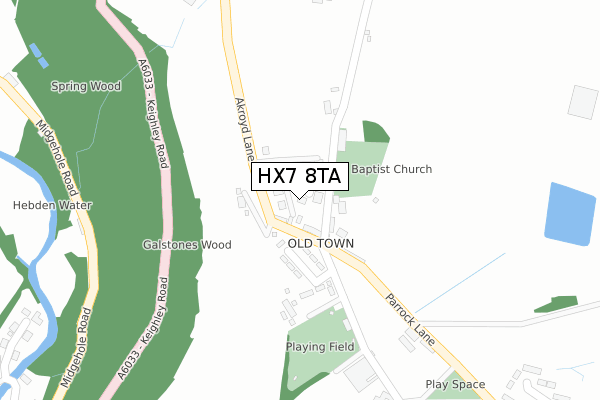 HX7 8TA map - large scale - OS Open Zoomstack (Ordnance Survey)