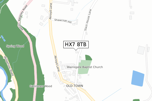 HX7 8TB map - large scale - OS Open Zoomstack (Ordnance Survey)