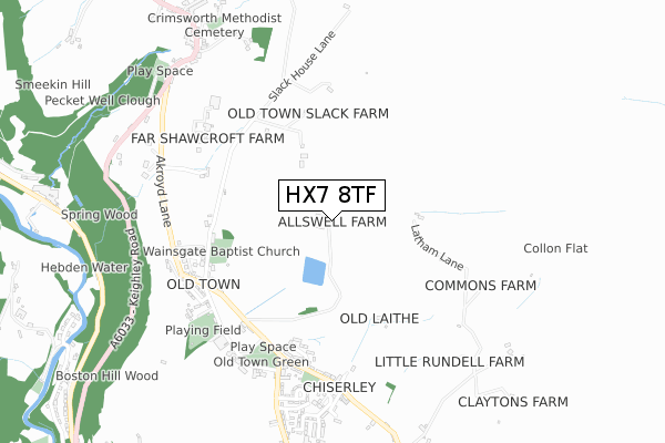 HX7 8TF map - small scale - OS Open Zoomstack (Ordnance Survey)
