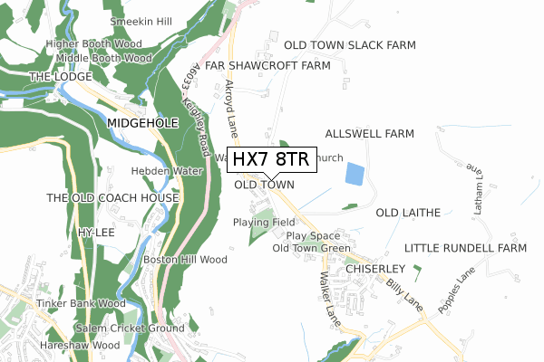 HX7 8TR map - small scale - OS Open Zoomstack (Ordnance Survey)