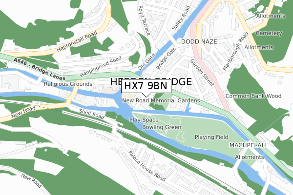 HX7 9BN map - large scale - OS Open Zoomstack (Ordnance Survey) HX7 9BN map - large scale - OS Open Zoomstack (Ordnance Survey)
