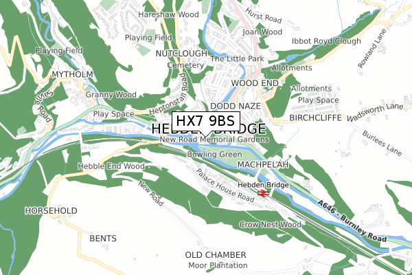 HX7 9BS map - small scale - OS Open Zoomstack (Ordnance Survey) HX7 9BS map - small scale - OS Open Zoomstack (Ordnance Survey)