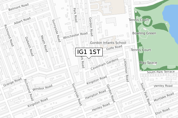 IG1 1ST map - large scale - OS Open Zoomstack (Ordnance Survey)