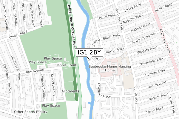 IG1 2BY map - large scale - OS Open Zoomstack (Ordnance Survey)
