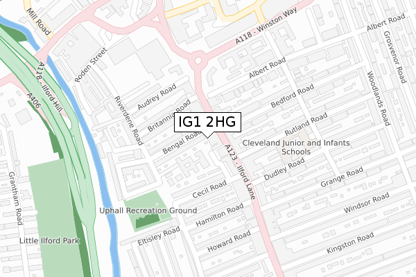 IG1 2HG map - large scale - OS Open Zoomstack (Ordnance Survey)