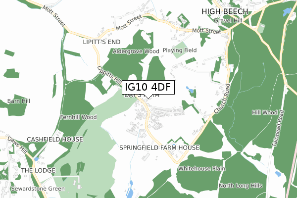 IG10 4DF map - small scale - OS Open Zoomstack (Ordnance Survey)